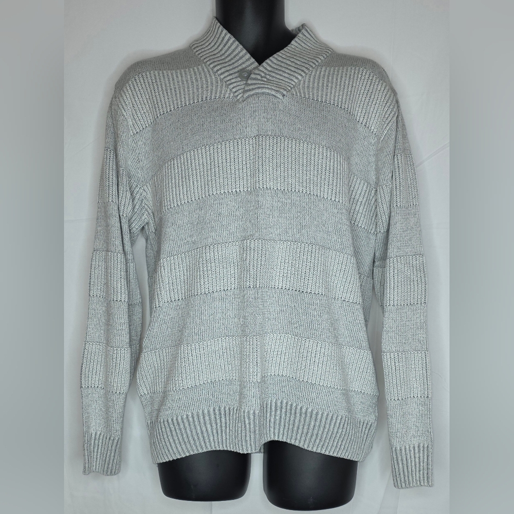 Haggar Clothing Men's Gray Shawl Button Collar Sweater Warm Size XL A-2997